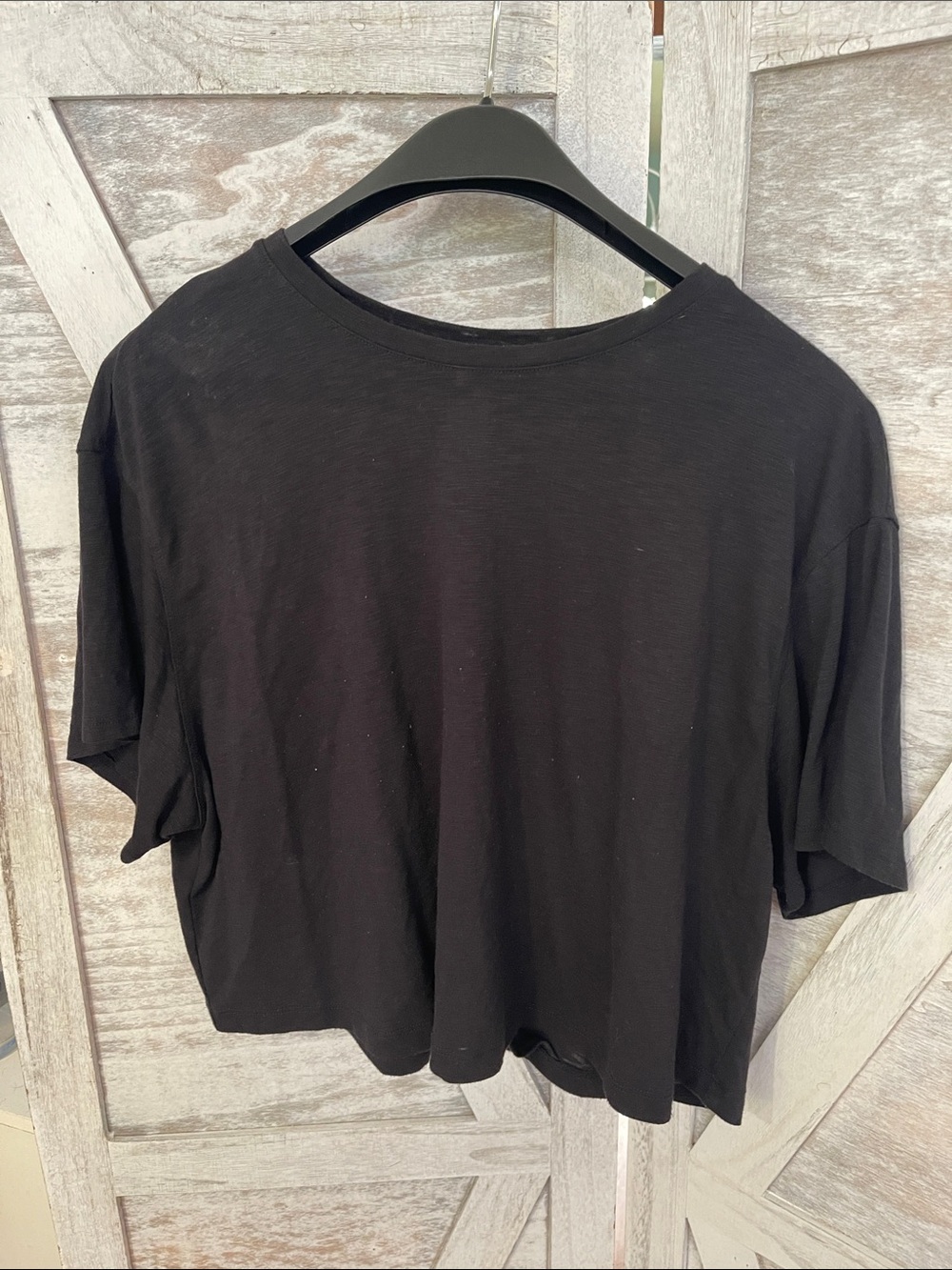 JoyLab Black Relaxed Crop Short Sleeve Tee with Back Cutout